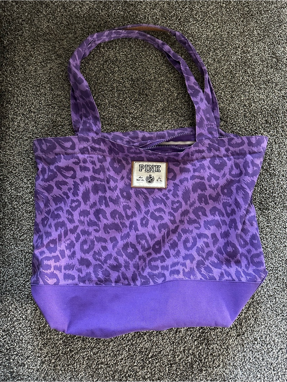 PINK Victoria's Secret Purple Leopard Print Weekend Tote Bag